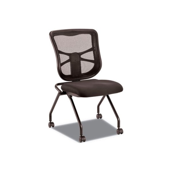 Alera Elusion Mesh Nesting Chairs, Black Seat/Black Back, Black Base, 2/Carton